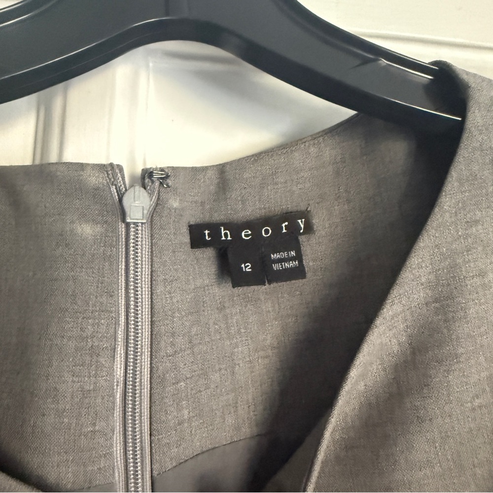 THEORY Light Gray Ruched Jarianna Wool Dress - Picture 6 of 10